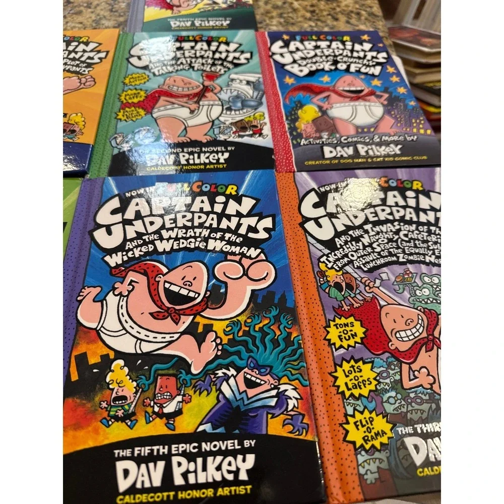 Captain Underpants Hardcover Book Lot Dav Pilkey Full Color 7 Books Scholastic